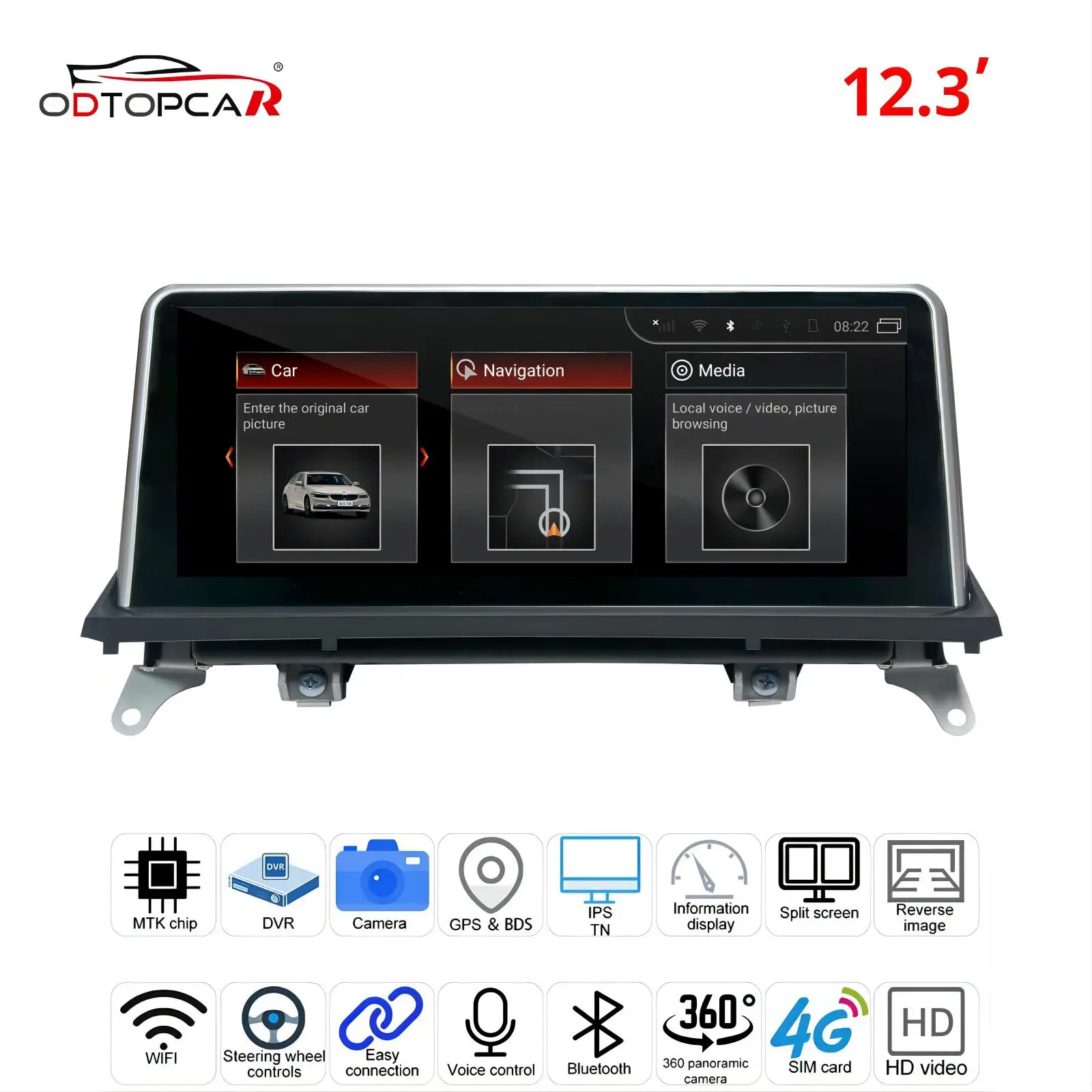 

For BMW X5/X6 CCC System 12,3-calowy ekran dotykowy Aktualizacja Android Samochodowy system multimedialny MTK Core 4G Internet 64G Storage Stereo 4G