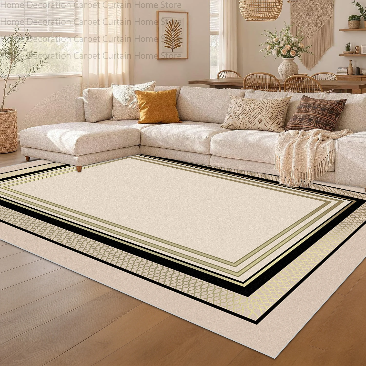 Nordic Minimalism Multi Color Solid Border Large Lint-free Carpet for Living Room Decor Rugs Non-slip Washable Bedroom Floor Mat