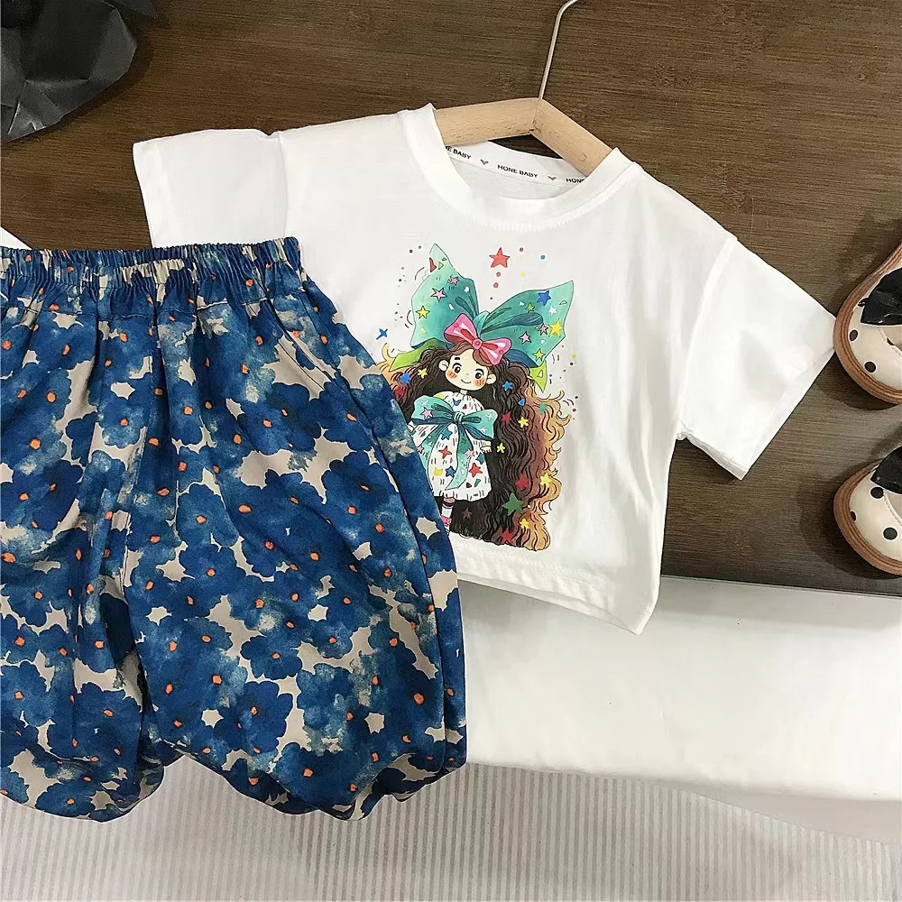 Girls' set summer new children's mosquito repellent pants fashionable and stylish two-piece set baby summer thin clothes