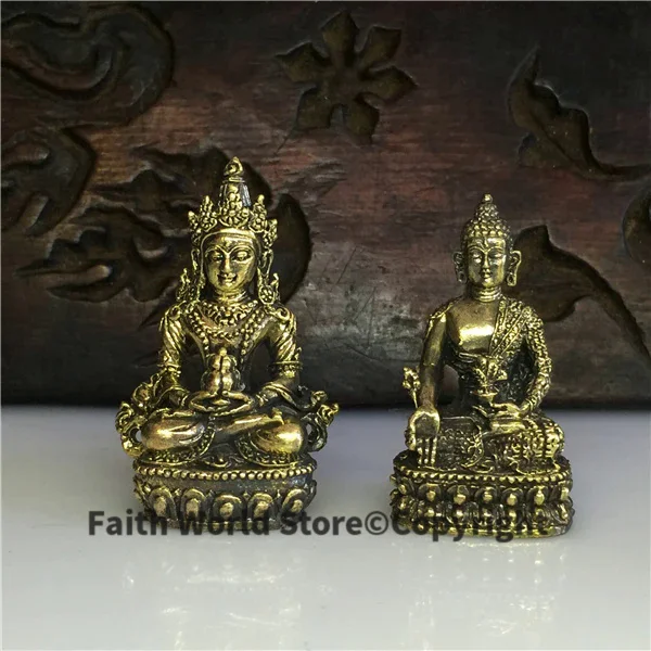 2PCS # travel pocket altar Safety efficacious Protection # small Tibetan Buddhism the Medicine Buddha Amitabha Buddha statue