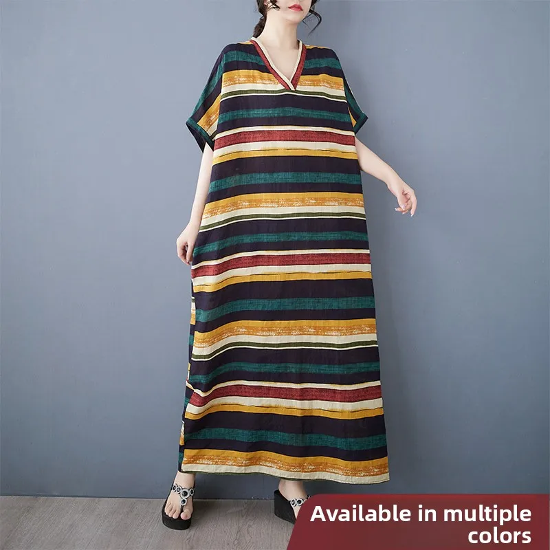 

Новая летняя женская длинная блузка из хлопка и льна с принтом, свободного кроя, больших размеров, с V-образным вырезом, простая, для отпуска, с рукавами «летучая мышь», тонкая, приятная к телу