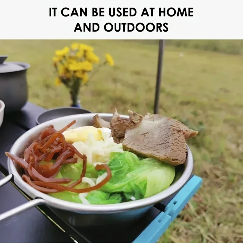 1pc-Outdoor Camping 304 Stainless Steel Bowl Picnic Rice Bowl BBQ Folding Cup Mountaineering Mug Camping Portable Cookware