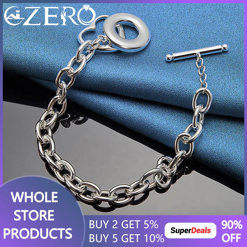 

ALIZERO 925 Sterling Silver Heart Bracelet OT Buckle Chain For Women Men Fashion Wedding Engagement Party Jewelry Gift