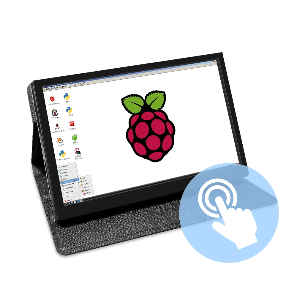 Imagem -02 - Monitor de Toque Capacitivo com Capa de Couro Mini Display Hdmi para pc Raspberry pi 3b 3b Windows Polegadas 1024x600