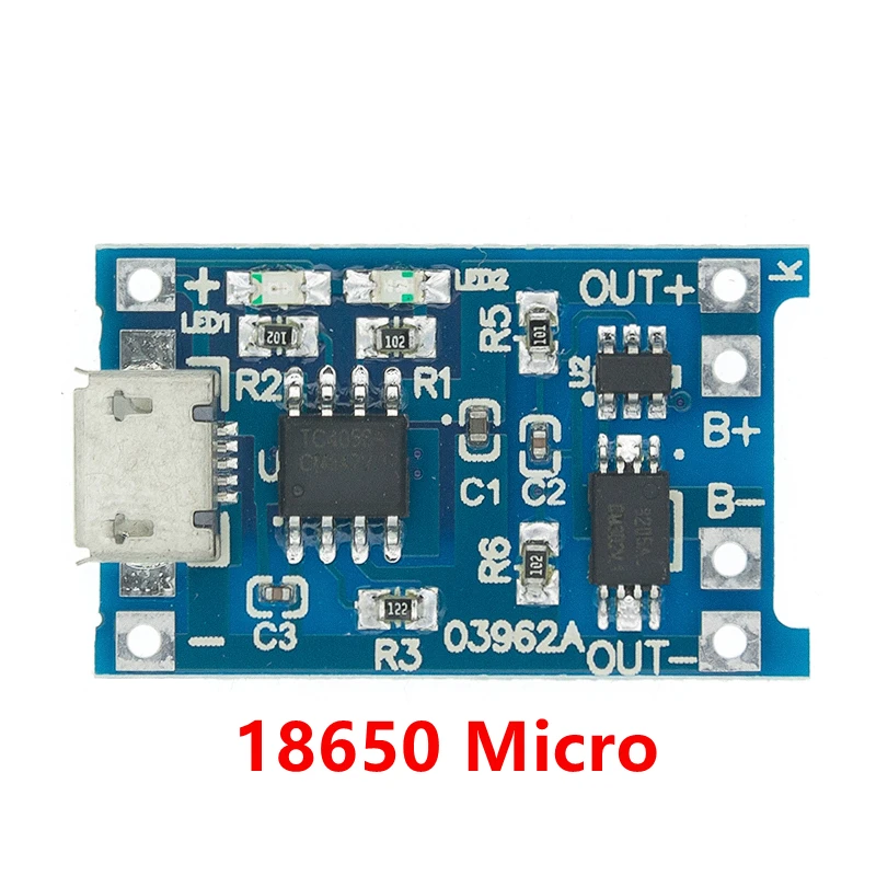 5 peças tipo-c/micro usb 5v 1a 18650 tp4056 módulo de carregador de bateria de lítio placa de carregamento com proteção funções duplas 1a li-ion