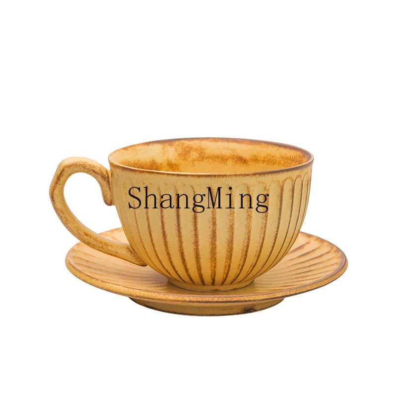 

PYH retro cup coarse pottery coffee cup set ceramic afternoon tea coffee cup saucer set