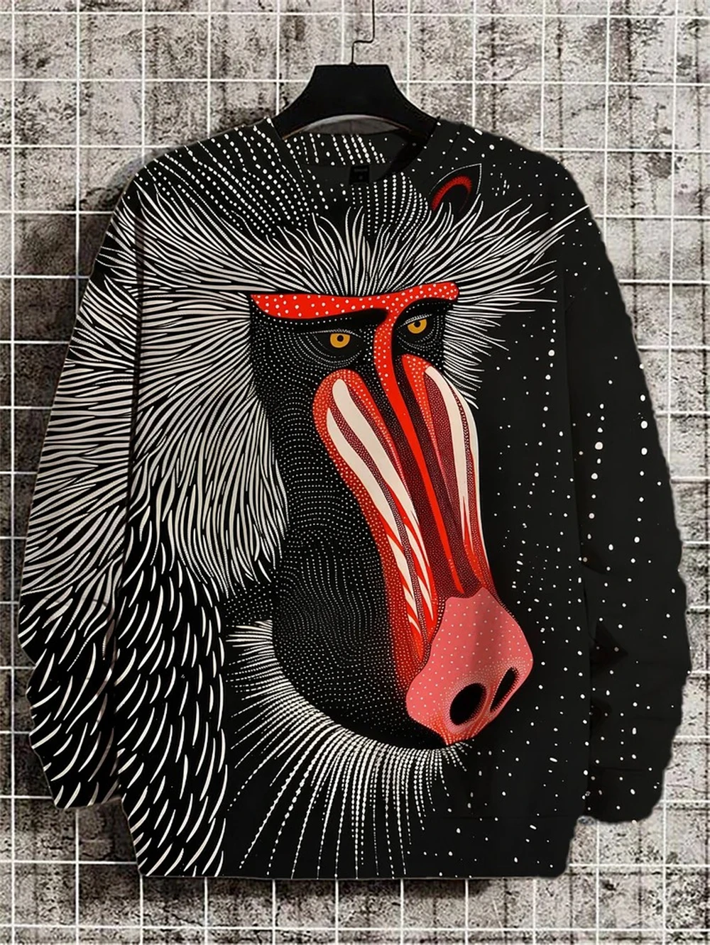 

Уличные мужские толстовки с животными 2025 года, толстовка с длинными рукавами и круглым вырезом, модная повседневная толстовка с 3D принтом в японском стиле