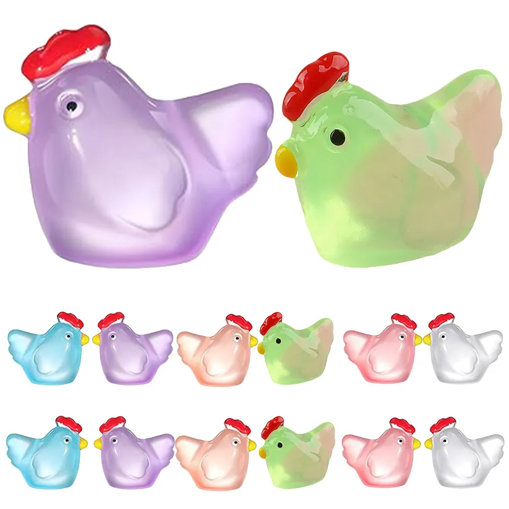 

70Pcs Glowing Mini Chick Resin Animal Decorations Miniature Garden Lawn Landscape Car Desktop Adornments Resin Mini Chicks