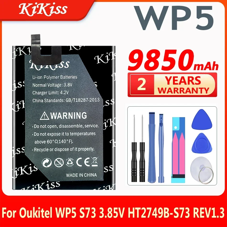 

KiKiss 9850mAh Rechargeable Battery For OUKITEL wp5 S73 3.85V HT2749B-S73 REV1.3 Smart Phone