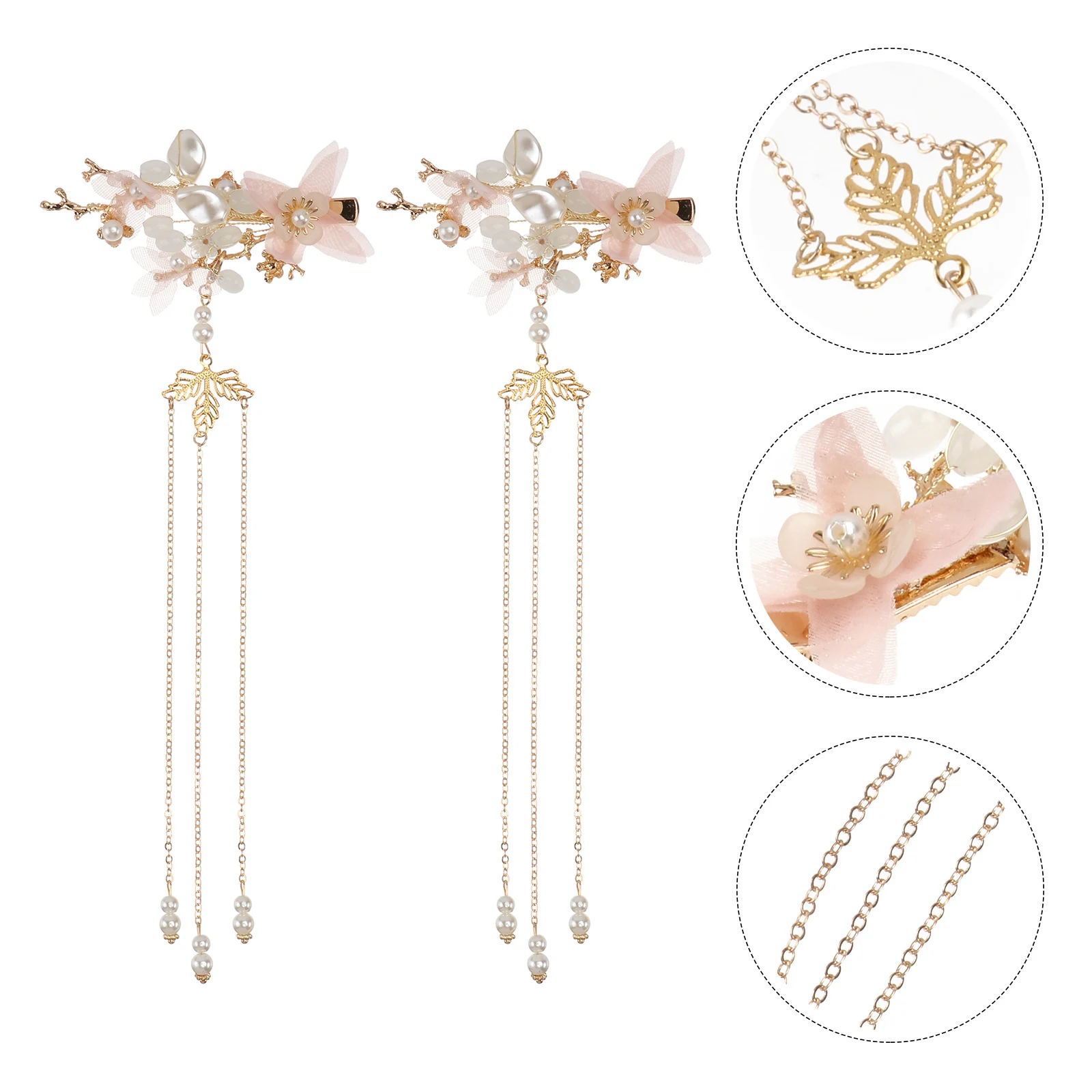 

1 Pair Vintage Chinese Pearl Tassel Flower Hairpin Bridal Wedding Dance Party Headwear Elegant Traditional Costume Accessoryhair