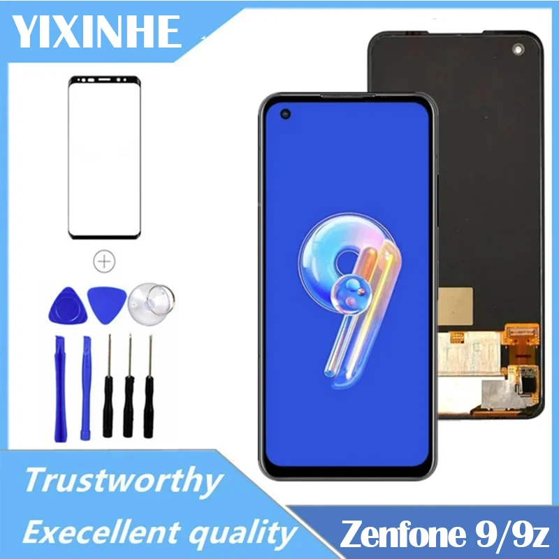 

AMOLED For Asus Zenfone 9 LCD AI2202-1A006EU, AI2202, AI2202_B Display Touch Screen Digitizer Assembly Zenfone 9z Replacement