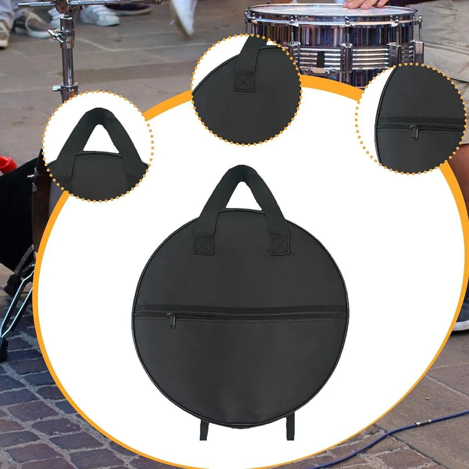 Snare Drum Bag with Outer Pocket Drum Backpack for Drumsticks and Percussion Accessories Practice Case for Musicians