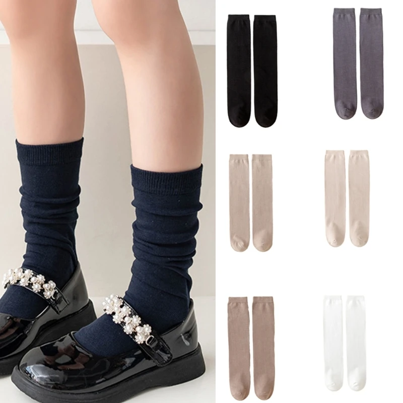 Baby Knee High Socks Toddler Cotton MidCalf Socks Kids Girl Spring Knitting Stretchy Socks for Little Girls Dress Socks