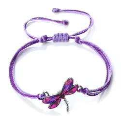 Multicolor Dragonfly Bracelet Adjustable Blue Purple Red Wax Thread Rope Braided Women Bracelets Friend Gift Jewelry Yoga Bangle