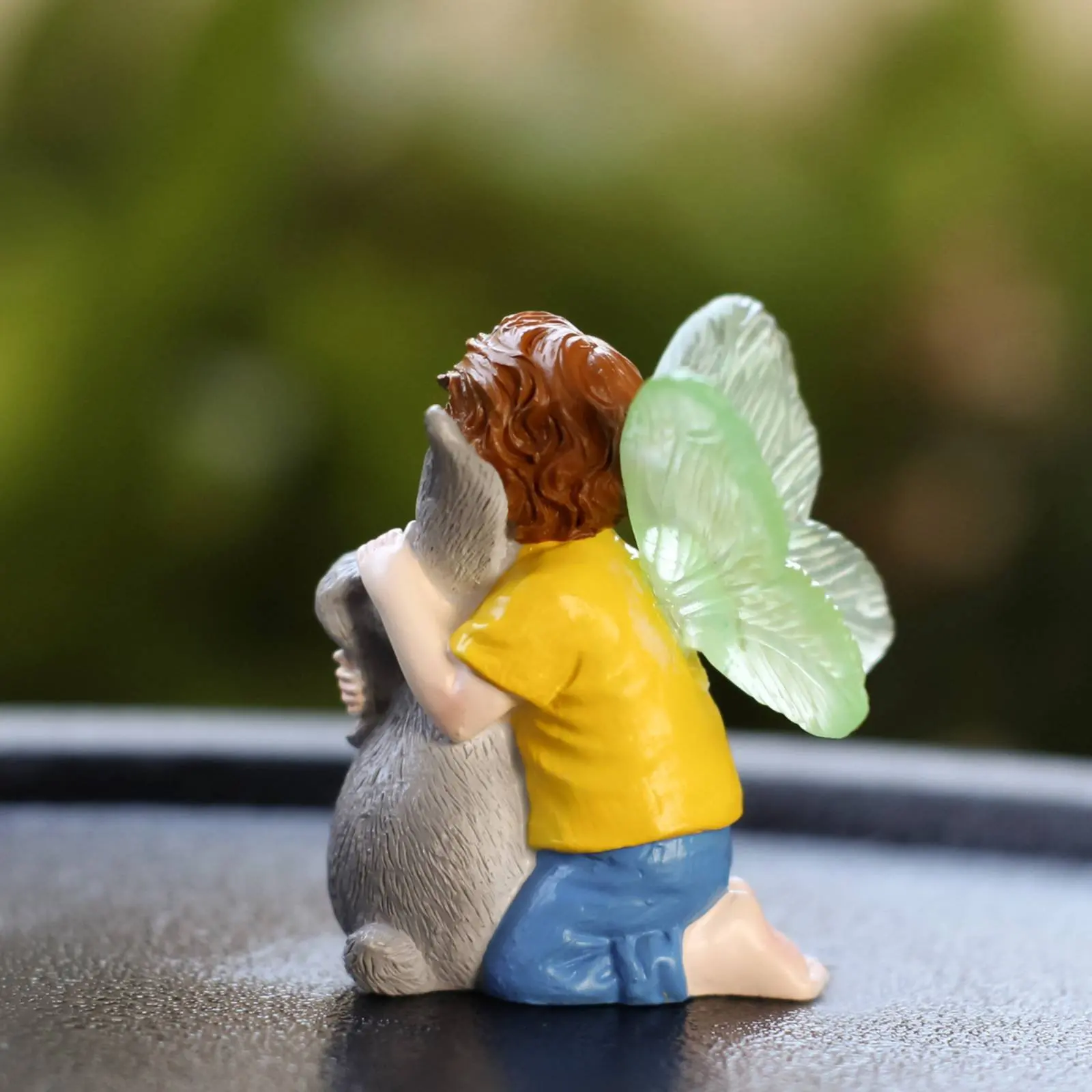 Boy and Rabbit Figurine Lifelike Details Child Hugging Bunny Statue Resin Rabbit Sculpture Gift-Ready House Decoration Mini