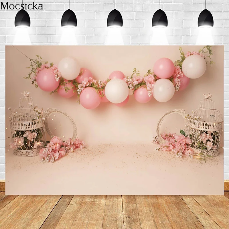 

Mocsicka 1st Birthday Party Background Balloons Cake Smash Decoration Newborn Shower Photo Background Studio Photo Poster Banner