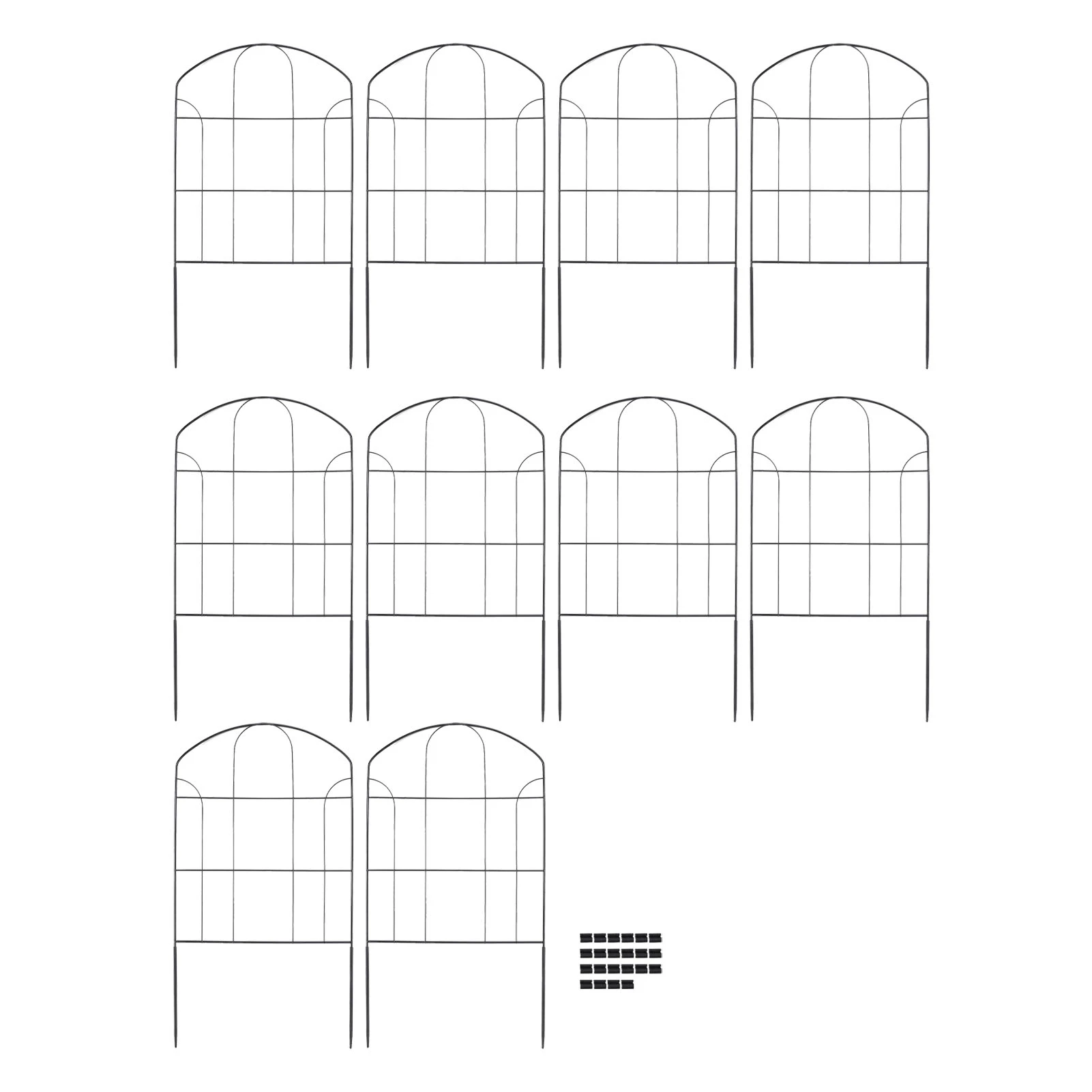 Decorative Garden Fence Arched Fence Border Iron Metal Wire Fence Panel Dog Rabbits Ground Stakes Fence for Flower Bed Edging