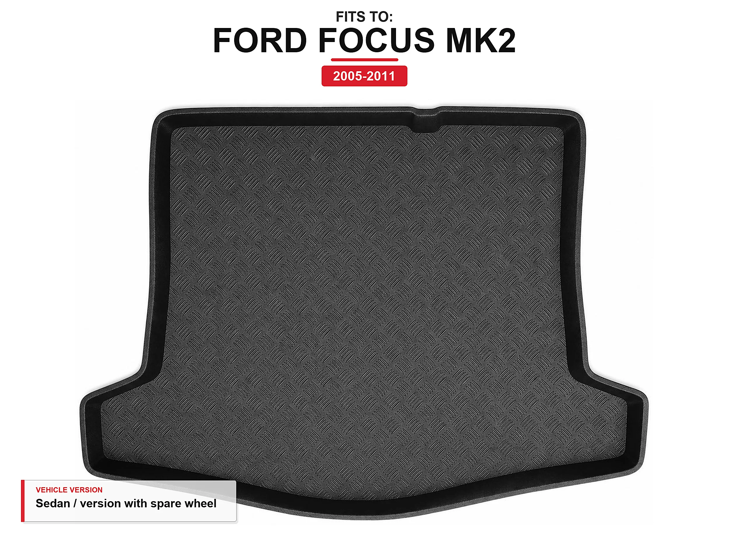 Kofferbakmat met rand voor: Ford Focus Mk2 2005-2011 Sedan