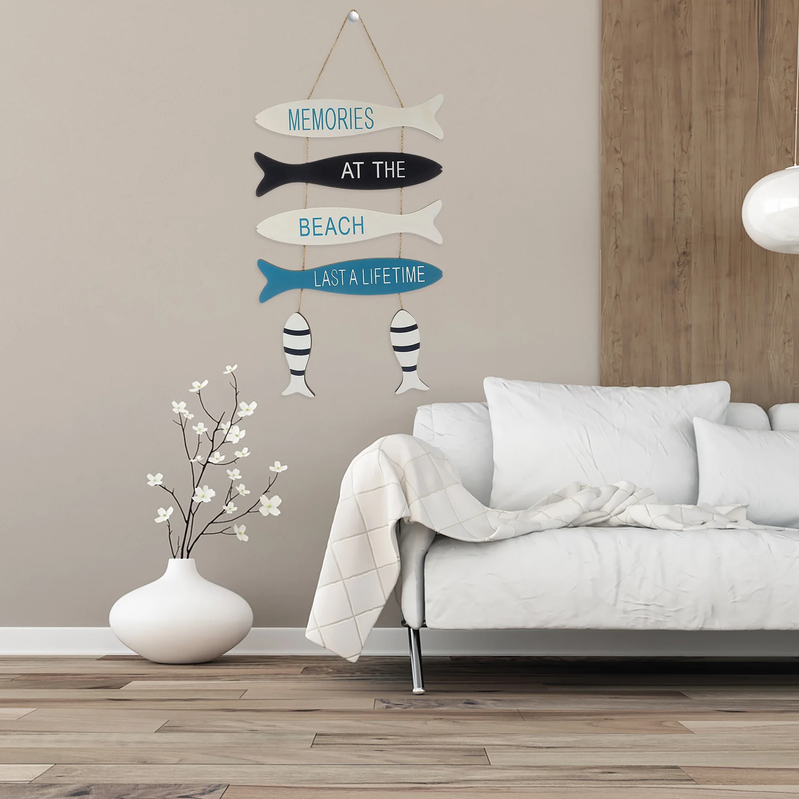 

Wood Fish Sign Pendant Wall Art Decor Hanging nament Creative Home Ocean Theme Bathroom Style Sea Fish Wooden Wall Hangings