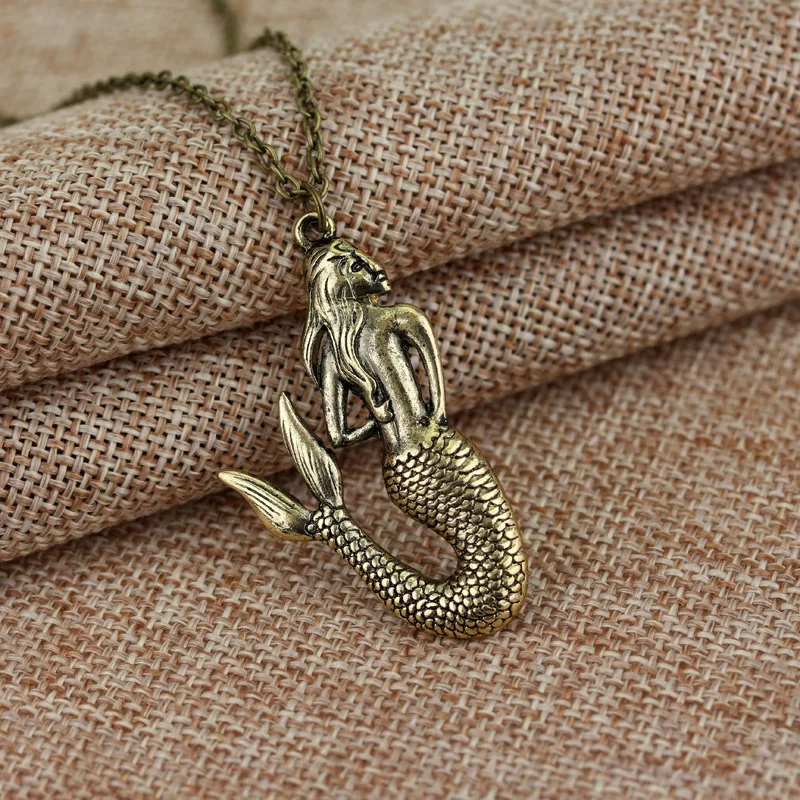 Hot New Mermaid necklace Women Fashion Cute  Retro pendant Necklace Mermaids Party Gift Jewelry N1045