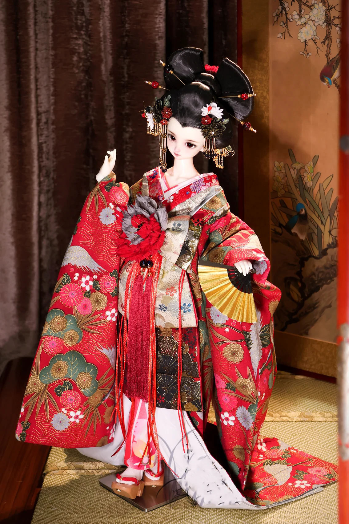 1/4 1/3 BJD Ancient Costume Outfit Japanese Oiran Kimono For MSD SD13 Girl ID75 Strong Uncle Doll Clothes Accessories A2209
