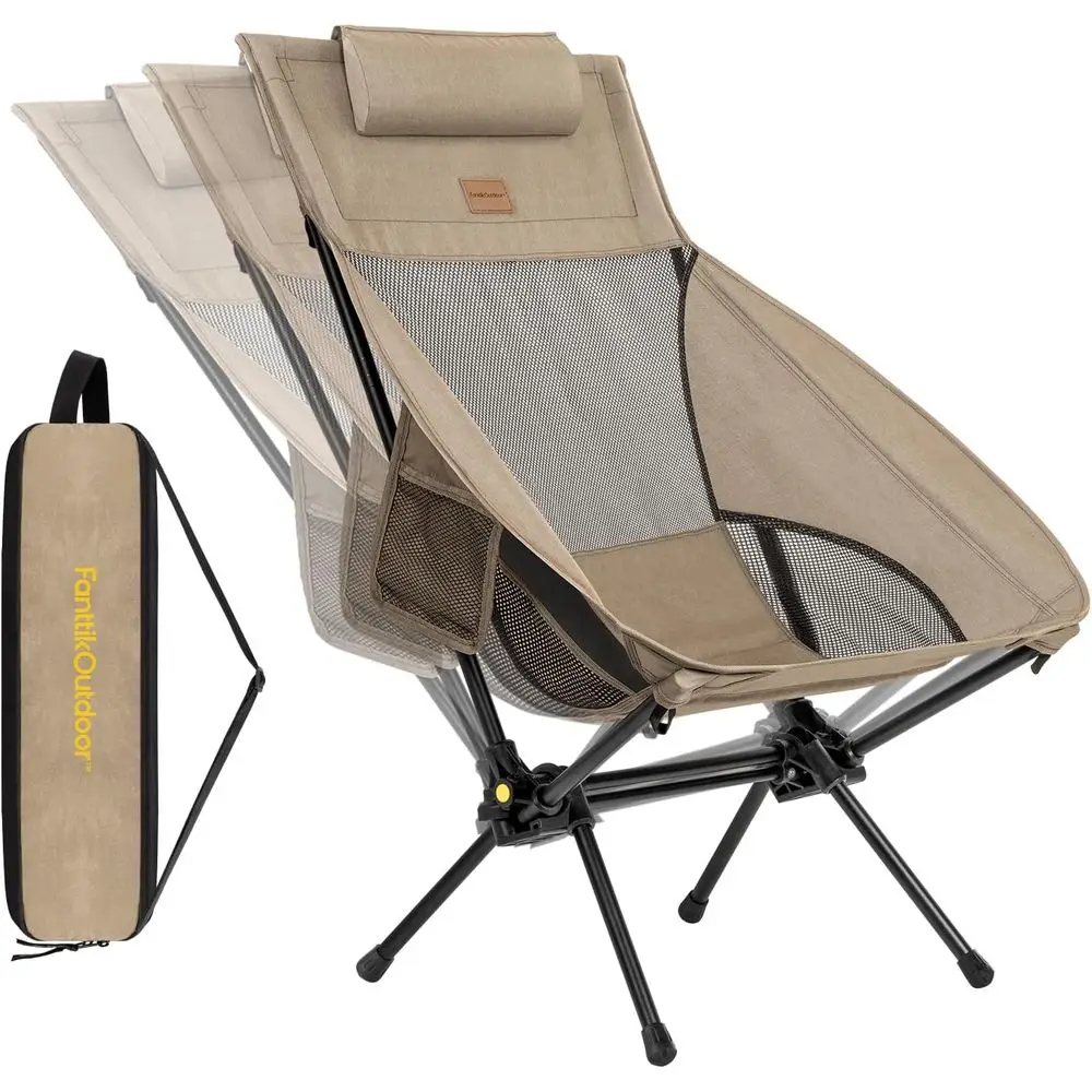 

Portable Lightweight Rocking Chair, Comfortable Folding for Camping, Hiking, Patio, Fishing, Supports 250 lbs, Khaki