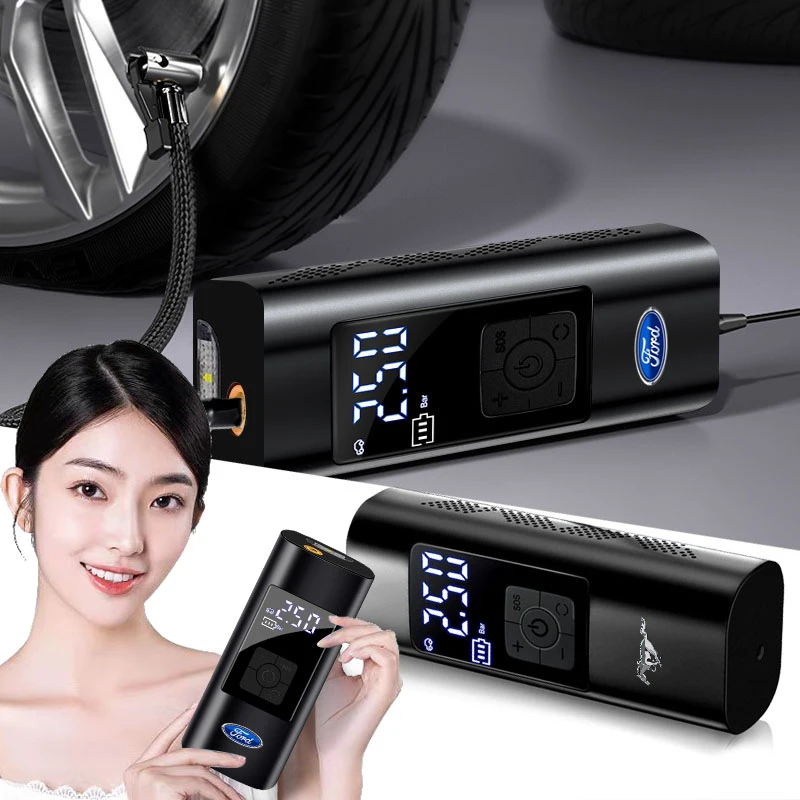 

1Pcs Car Tire Inflator Smart Digital Inflatable Pump Auto Accessories for Ford Fiesta Focus 2 Mk3 Mondeo Mk4 Mustang Ranger Kuga