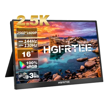 휴대용 모니터 100% SRGB IPS 게이밍 PC 외부 화면, 스피커 지원, C타입 HDMI PK 144Hz, 16 인치, 2.5K, 2560*1600, 165Hz