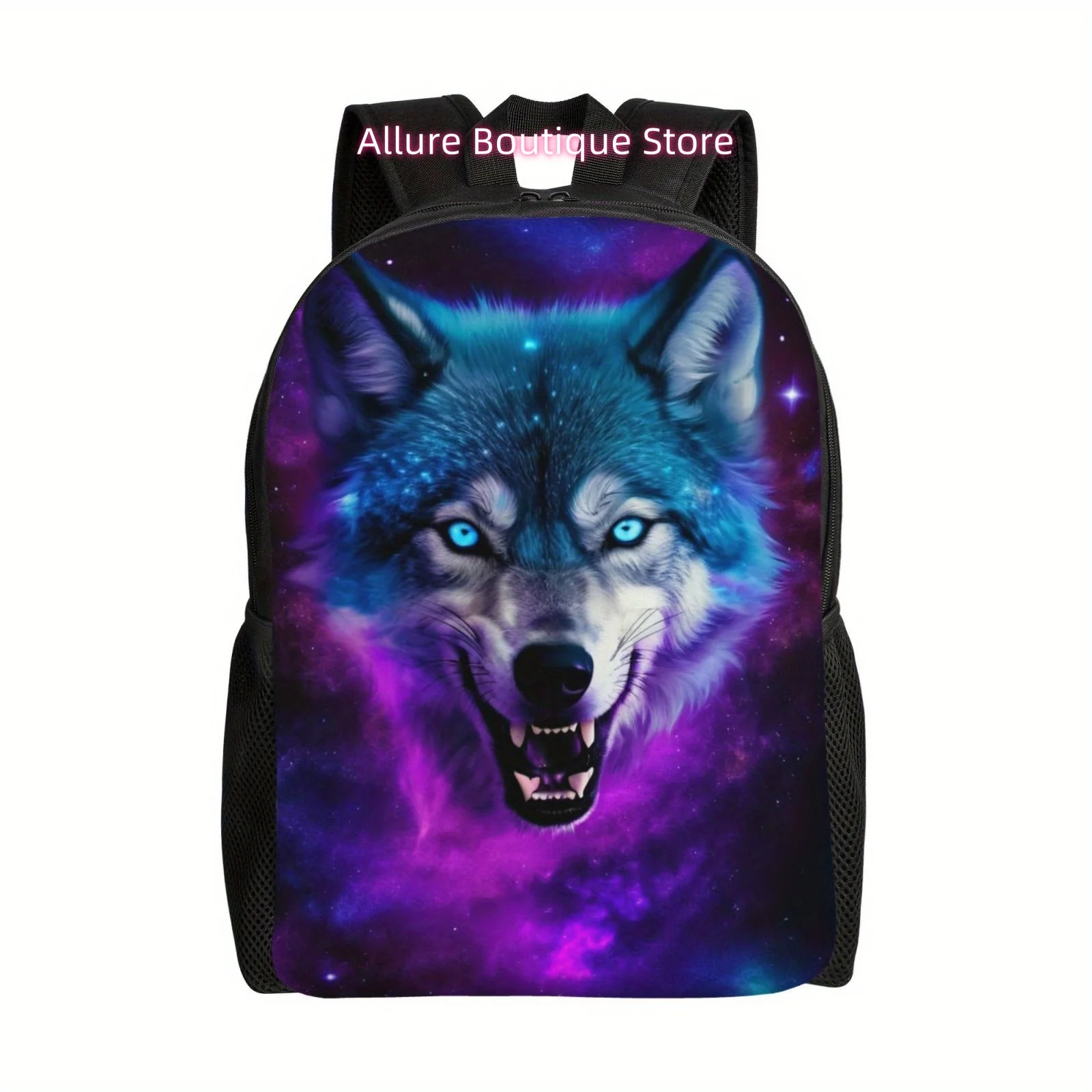 Purple Smoke Wolf Casual Backpack, Lightweight Shoulder Bag for Men And Women, Large Capacity Computer Laptop Bag Book Bag for W