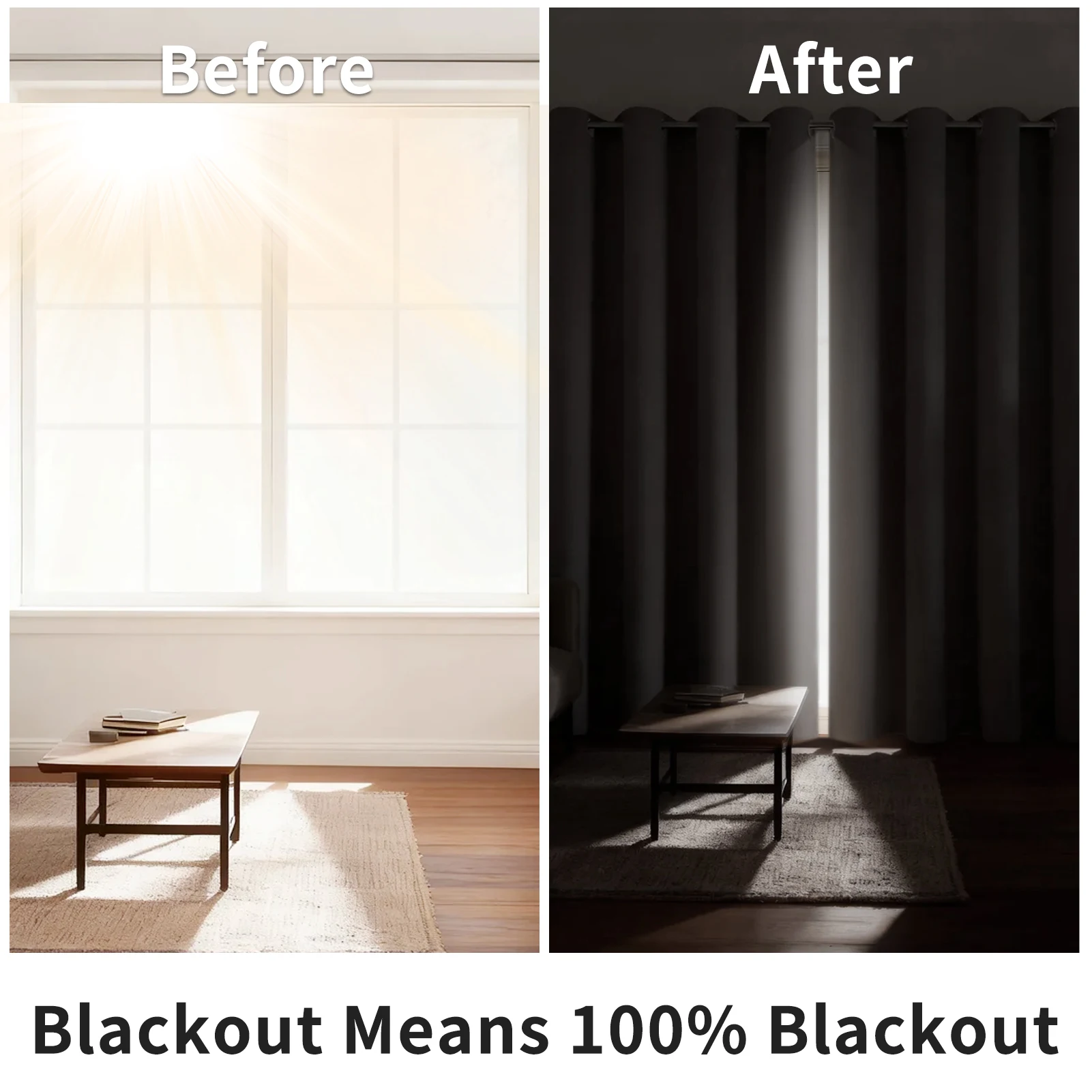 Verdunkelungsvorhang für Wohnzimmer, Polyester-Pongee-Öse, wärmeisolierter, lichtblockierender Vorhang für französische Terrassentür – Detail 7