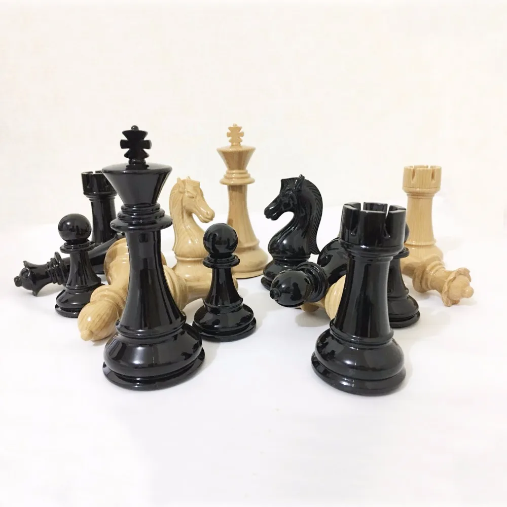 International Chess Pieces No Chessboard Plastic Imitation Wooden King Height 109 mm Plating Process Metal Aggravation Chessman