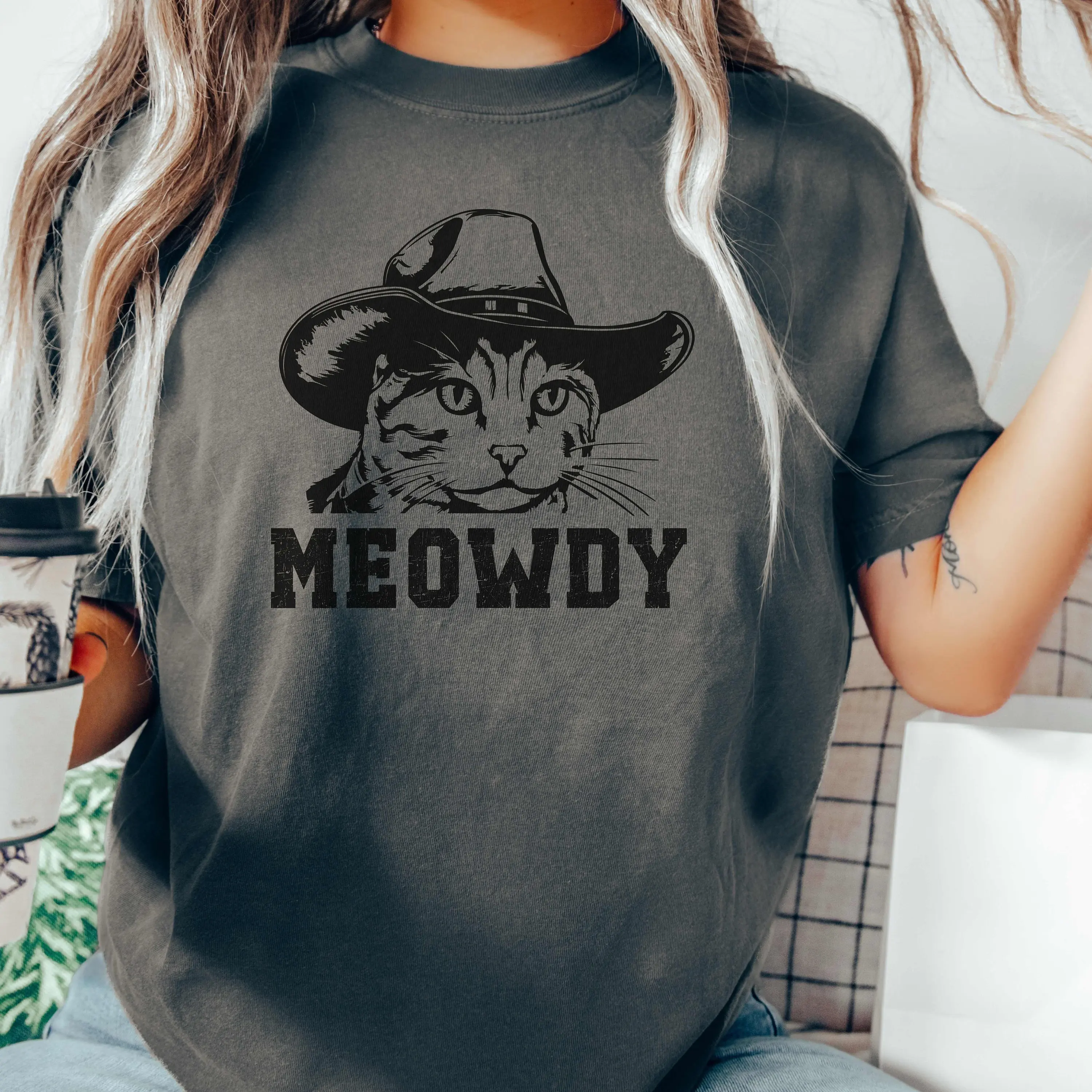 Meowdy T Shirt Cowboy Cat Meme Western For Lover Funny