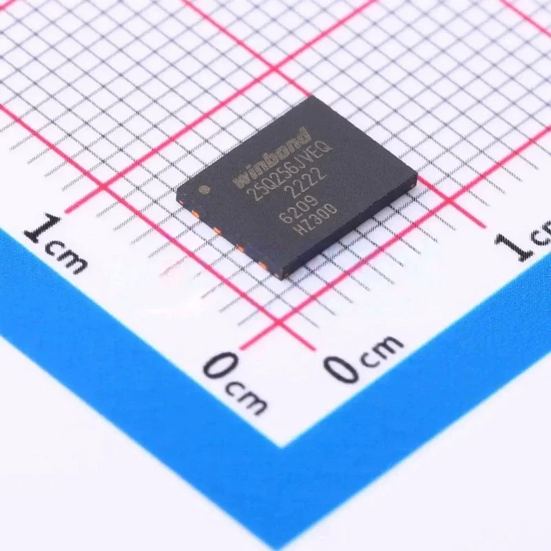 W25Q256JVEIQ features dual/quad SPI interfaces with 3V, 256Mbit serial flash memory WSON-8 (6x).