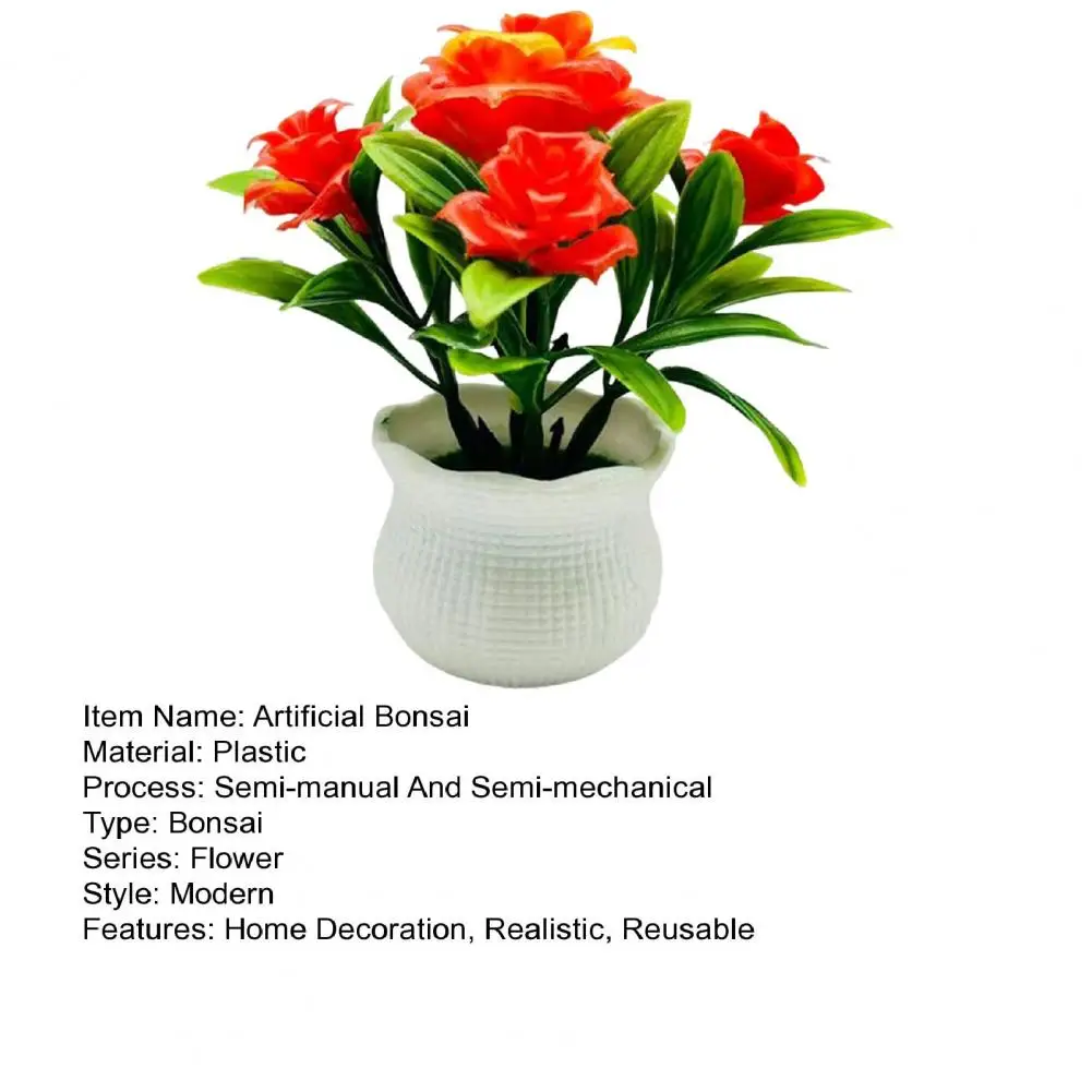 14 * 12 cm Sztuczne rośliny doniczkowe 5 główek Kwiat róży Domowe biuro Stół Centerpiece Ślub Faux Floral Bonsai Dekoracja pulpitu