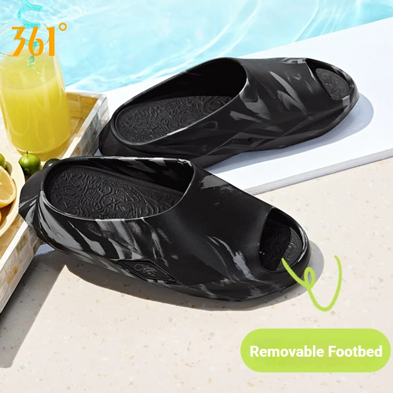 361 Degrees Joker Matrix Men Slippers Odor Res Soft Antibacterial Breathable Anti-slip Beach Comfortable Male Slipper 672621106