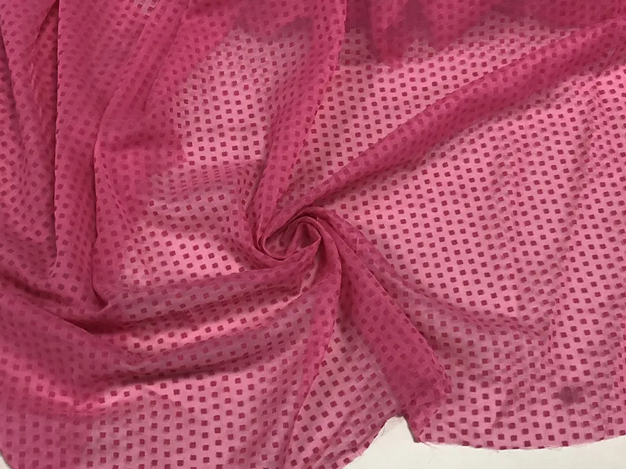 Designer Cloth Silk Pleuche Cloth Design Pink Small Square Flocking Non-Inverted Velvet Silk Fabric Top DIY