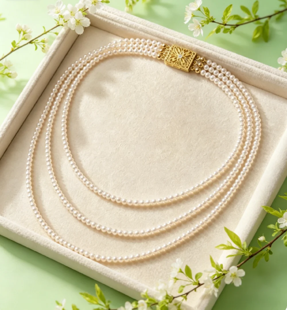 3-Row/Necklace AAAA3-4mm Exquisite Natural Japanese Pearl Necklace 16-17-18in/18-19-20in