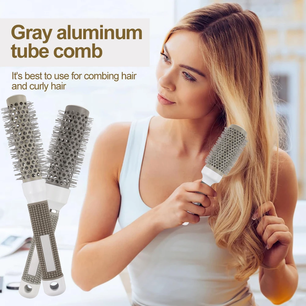 

Gute Nylon Roller Brush for Curls - Non-Slip Grey Handle, Volumizing Barrel - Salon Home Styling