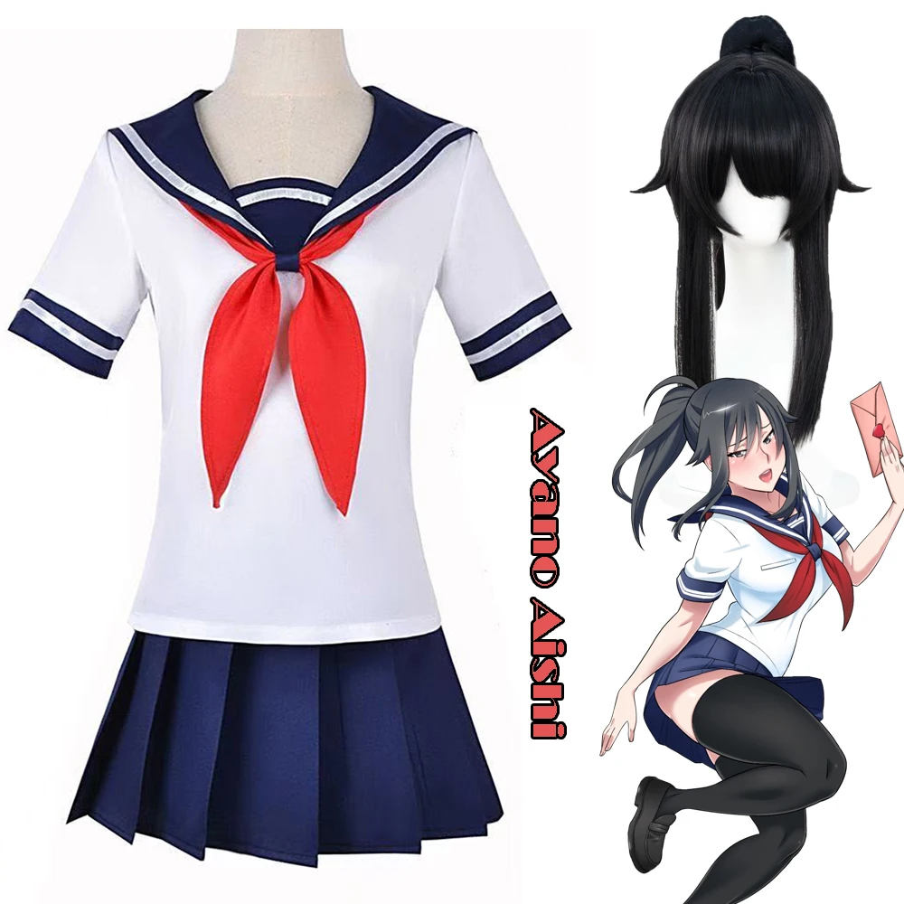 

Игра Yandere Simulator Ayano Aishi Косплей Костюм Парик Аниме JK Школьная форма Хэллоуин Карнавальные костюмы для женщин и девочек