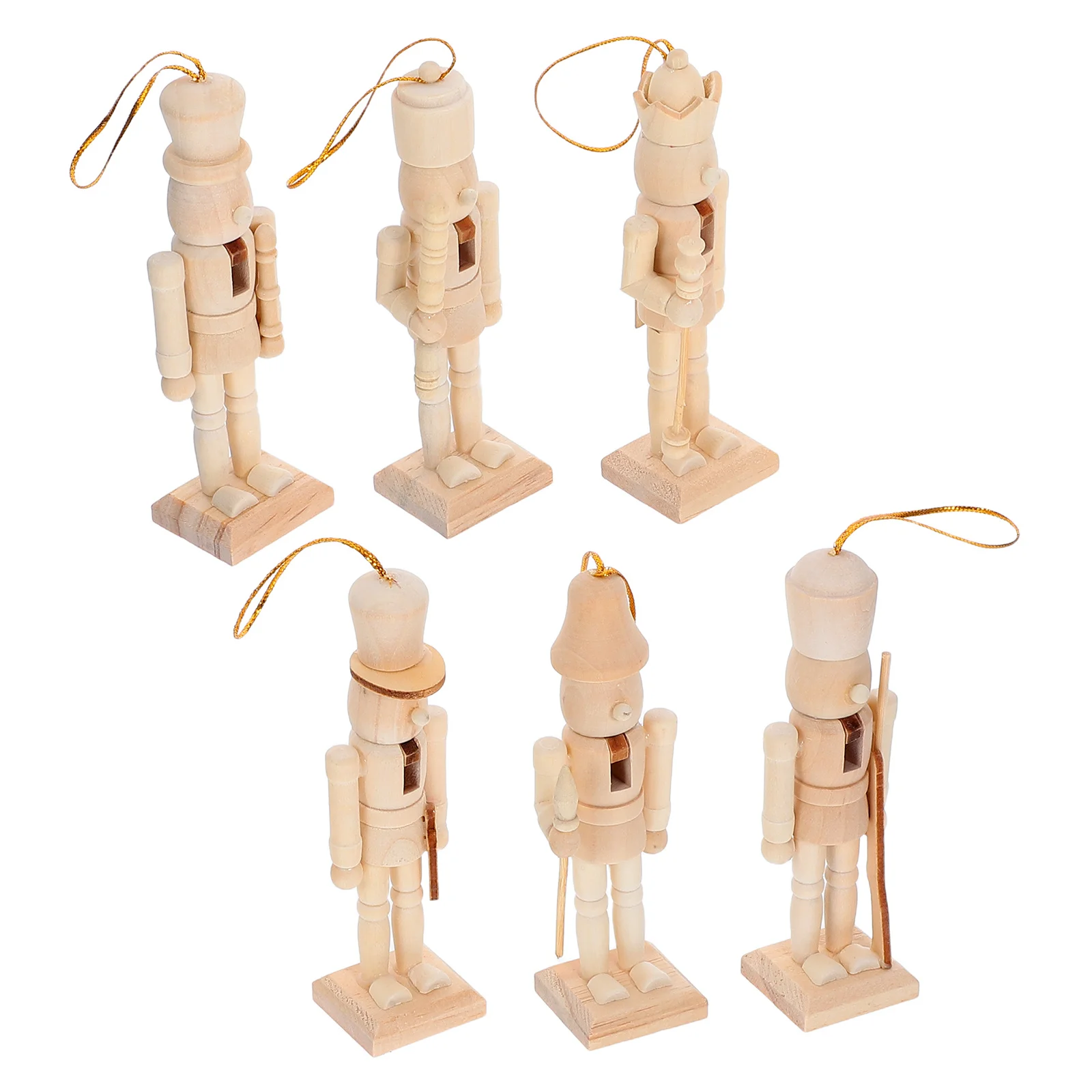 

6Pcs Nutcracker Christmas Decor Soldier 12.5cm DIY Unpainted Wood Paintable Xmas Craft Holiday Decoration Tabletop Display