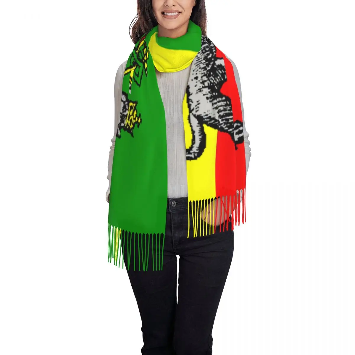 Personalized Print Ethiopia Flag Scarf Men Women Winter Fall Warm Scarves Lion Of Judah Shawls Wraps