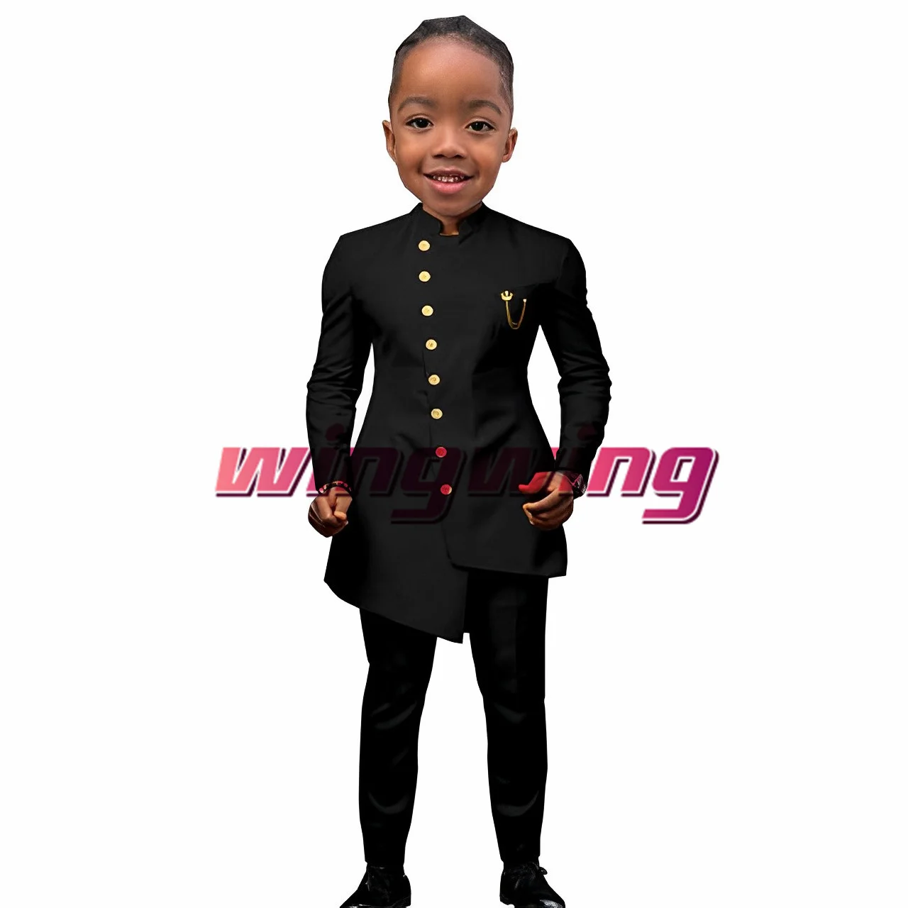 White Suit Boys Wedding Indian Long Jacket Pants 2 Piece Set Single Breasted Blazer Kids Formal Party Dress