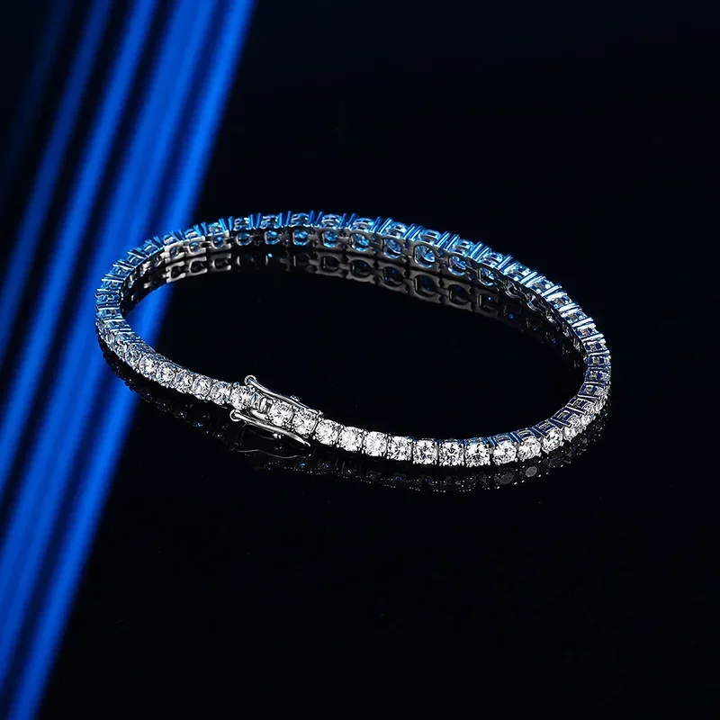 

Tennis Moissanite Diamond Bangle Bracelet 100% Real 925 Sterling silver Engagement Wedding Bracelets For Women Men Party Jewelry