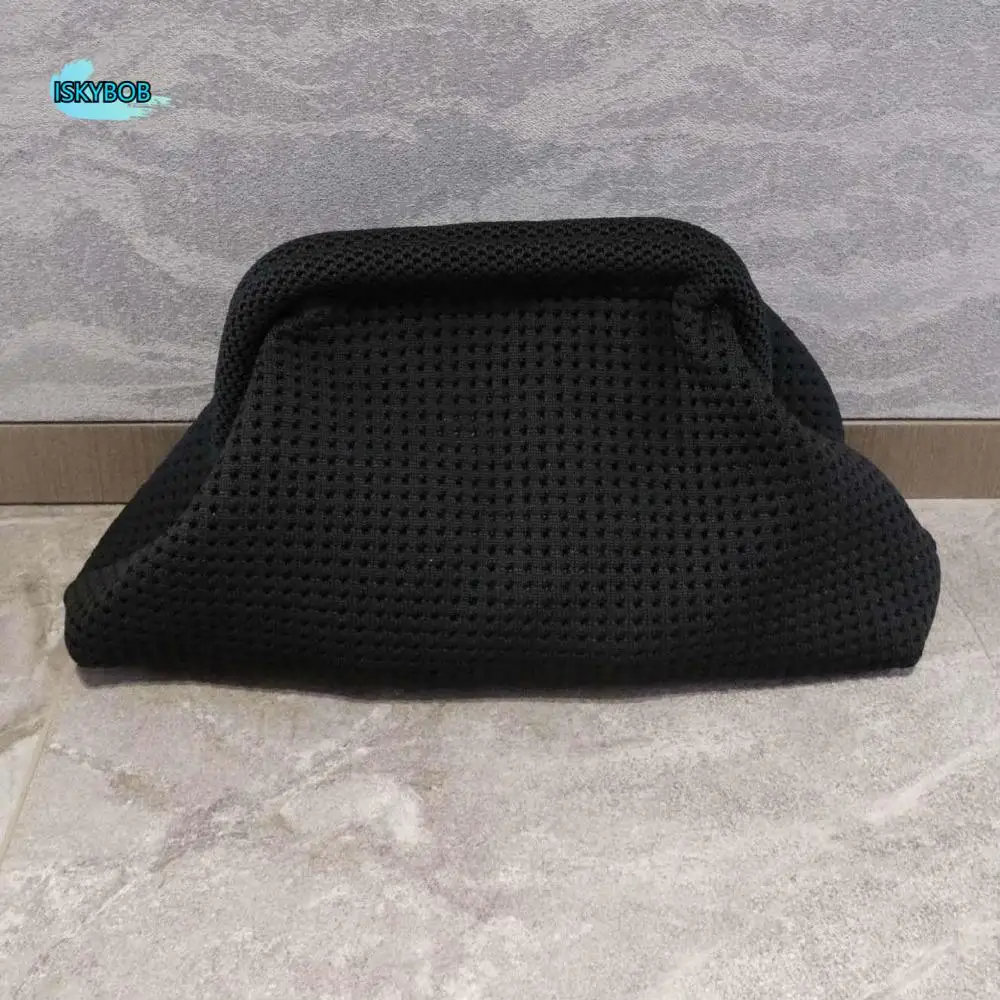 

Durable Polyester Summer Beach Clutch Bag Elastic Soft Hollow Out Pouch Large Capacity Breathable Purse Party