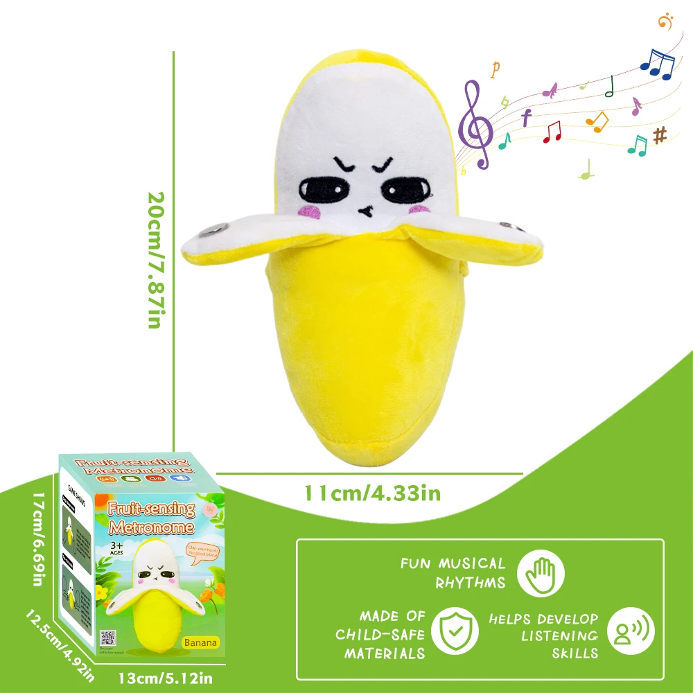 Jouet métronome à détection de fruits, jouets métronome à détection de fruits pour enfants, jouet métronome à détection de fruits chantant, jouet en peluche, 15 chansons