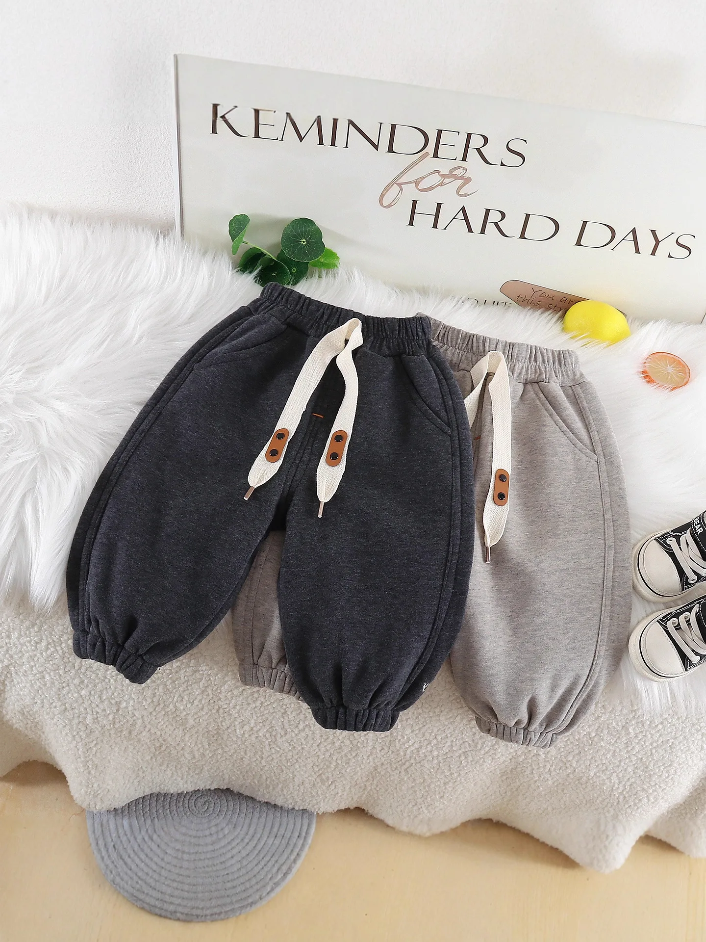 

Cotton Thickened Fleece Kids Sweatpants Warm Lining Boys Casual Pants Winter Thermal Trousers