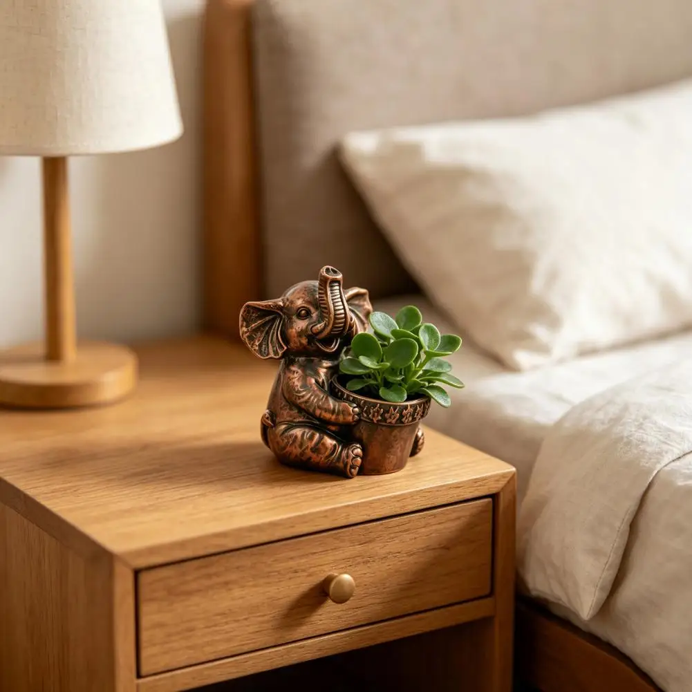 Indoor Window Sill Planter Cute Elephant Planter Pot Small Flower Holder Weatherproof Indoor Outdoor Cactus Air Plant for Home