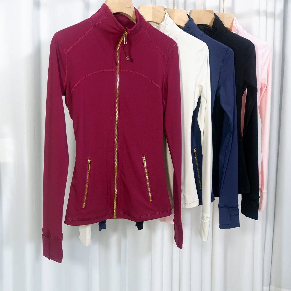 2026 Neue Yoga-Sportjacke mit Stehkragen, schmal geschnitten, schnelltrocknend, schweißableitend, Outdoor-Yoga-Jacke – Detail 3