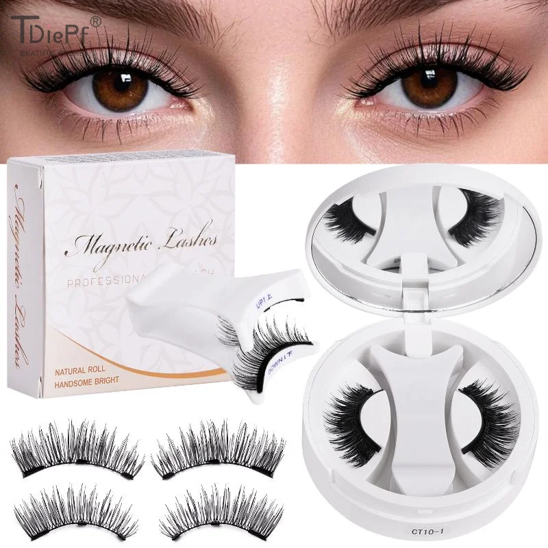 1 Paar magnetische Wimpern, wiederverwendbar, einfach zu verwendende Wimpernverlängerungswerkzeuge, natürlicher Wimpernformer, falsche Wimpern mit magnetischer Pinzette