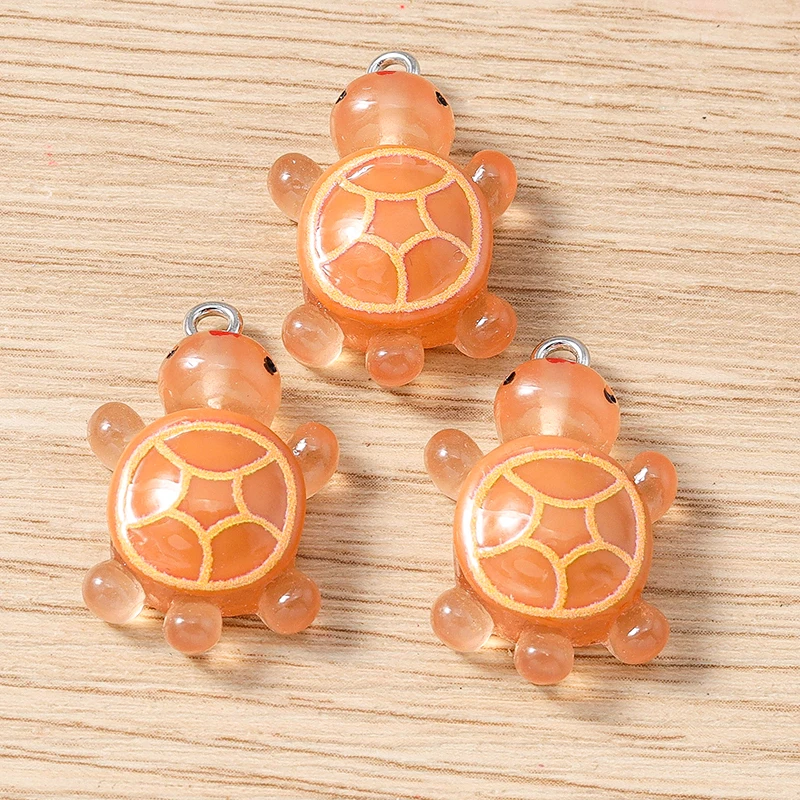 10 Stück 16x25mm Cartoon Tier Charms Bonbonfarben Harz Schildkröte Charms Anhänger für Schmuckherstellung Ohrringe Halskette DIY Handwerk Geschenk – Detail 10